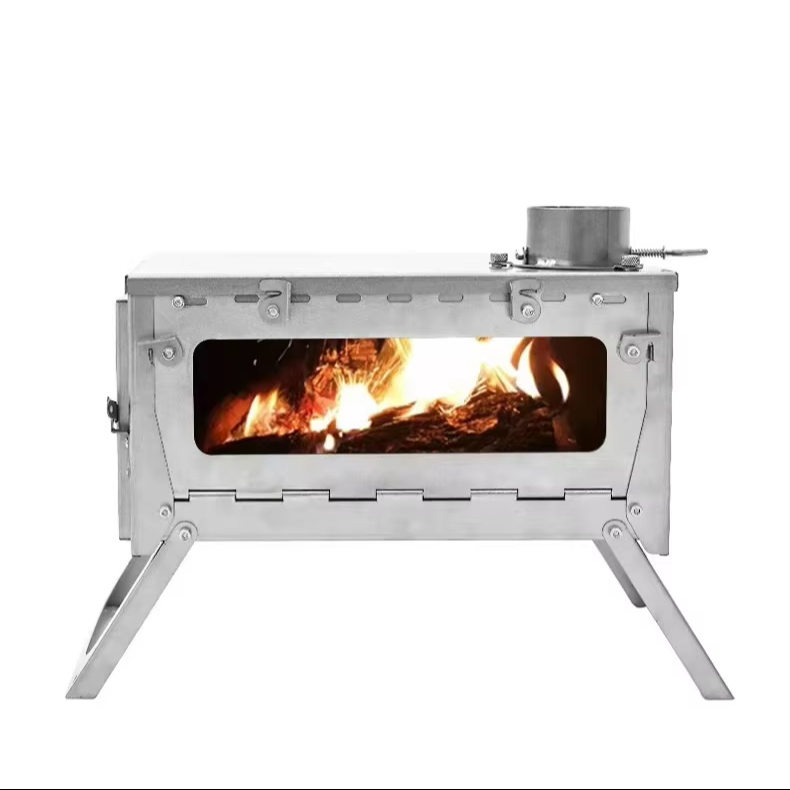 Hot Tent Wood Stove With Chimney Pipe - Portable Outdoor Wood Burning Stove With