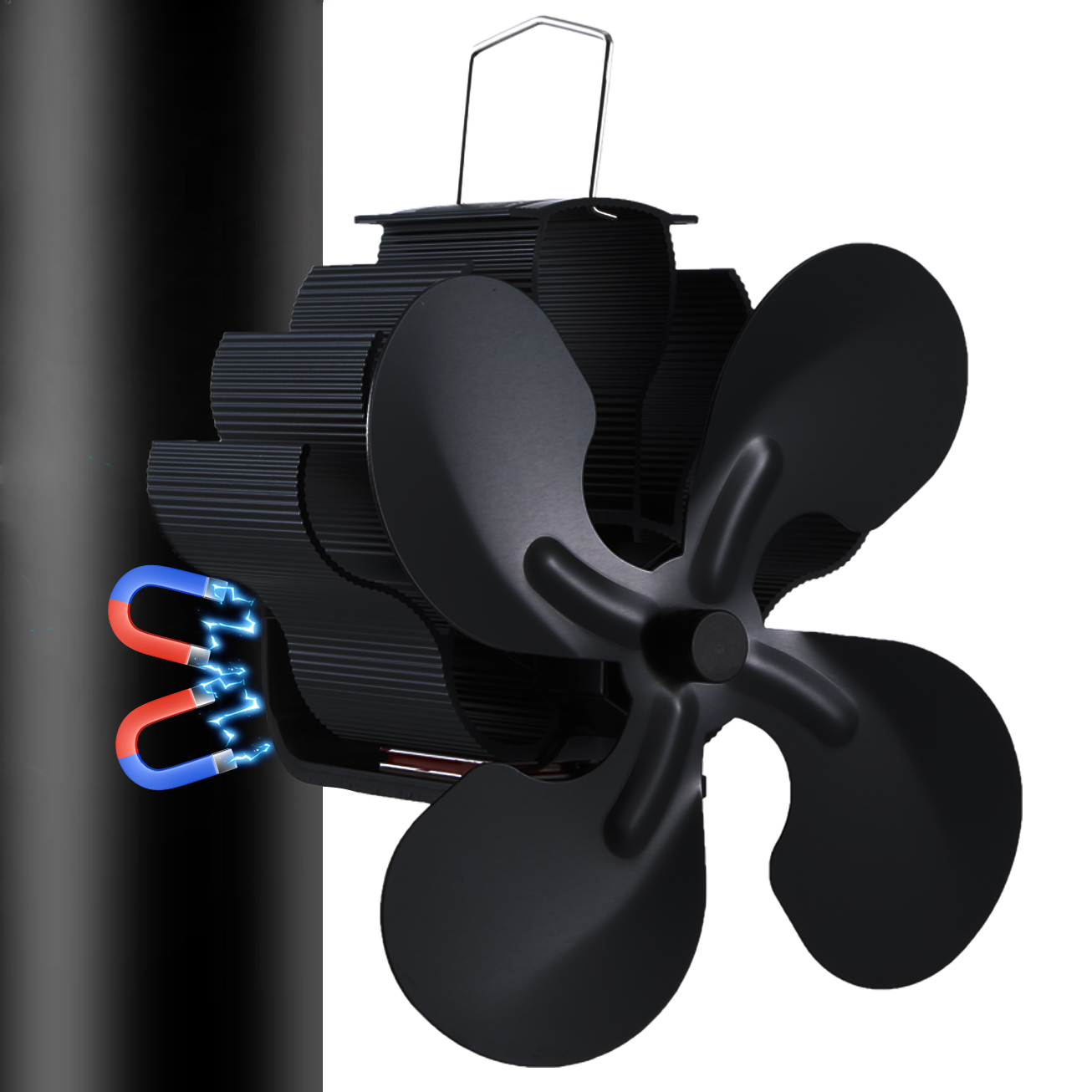 Stove Fan Heat Powered 4 Blade - Magnetic Log Burner Fan 4 Blade