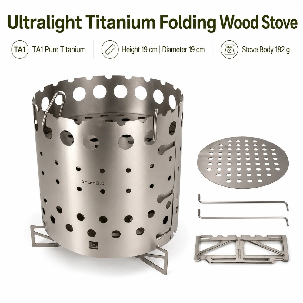 Ultralight Titanium Wood Stove Backpack - Ultralight TA1 Titanium Wood Burning Stove