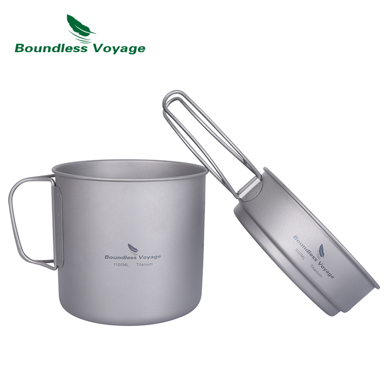 Titanium Cooking Pot Pan Mess Kit - Boundless Voyage Camping Cooking Set Titanium