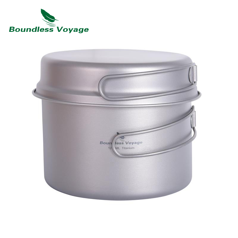 Titanium Cooking Pot Pan Mess Kit - Boundless Voyage Titanium Pot & Frying