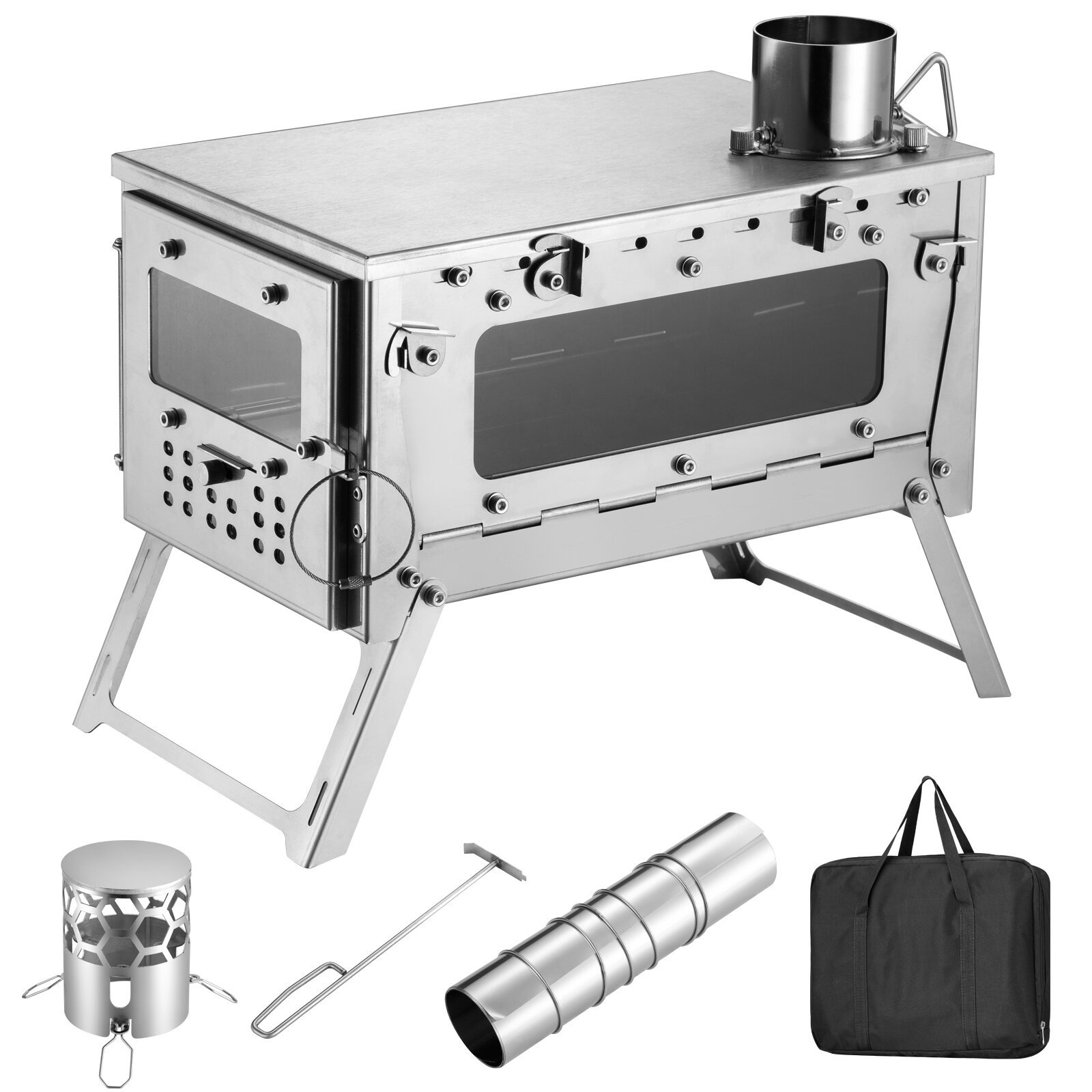 Portable Outdoor Wood Burning  - огляд і ціна Hot Tent Wood Stove With Chimney Pipe