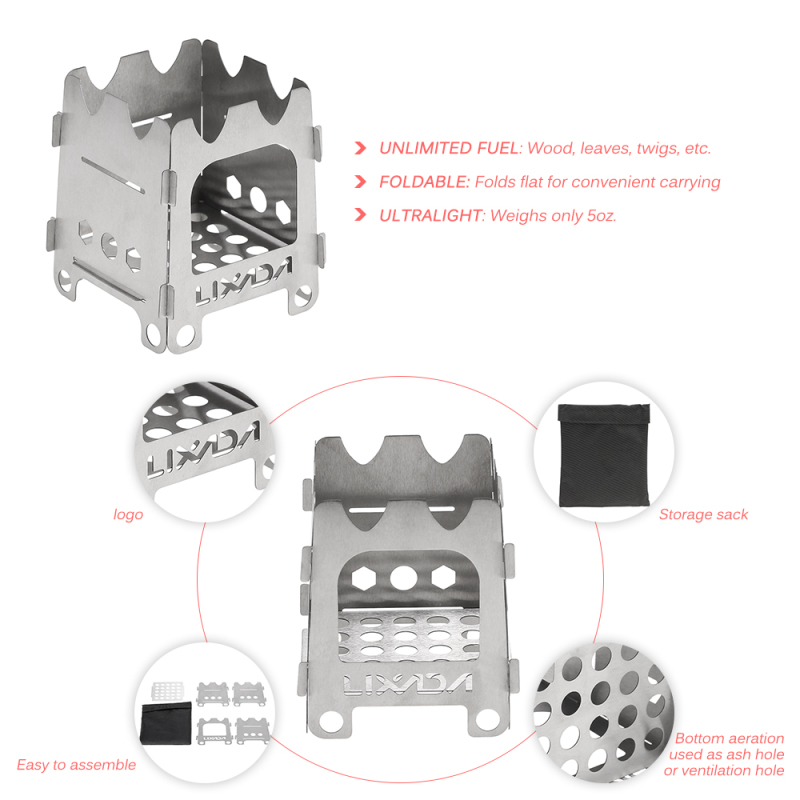 Lixada Titanium/Stainless stee - огляд і ціна Titanium Folding Wood Stove Tent