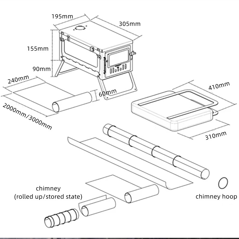 Ultralight Hot Tent Stove With - огляд і ціна Hot Tent Wood Stove With Chimney Pipe