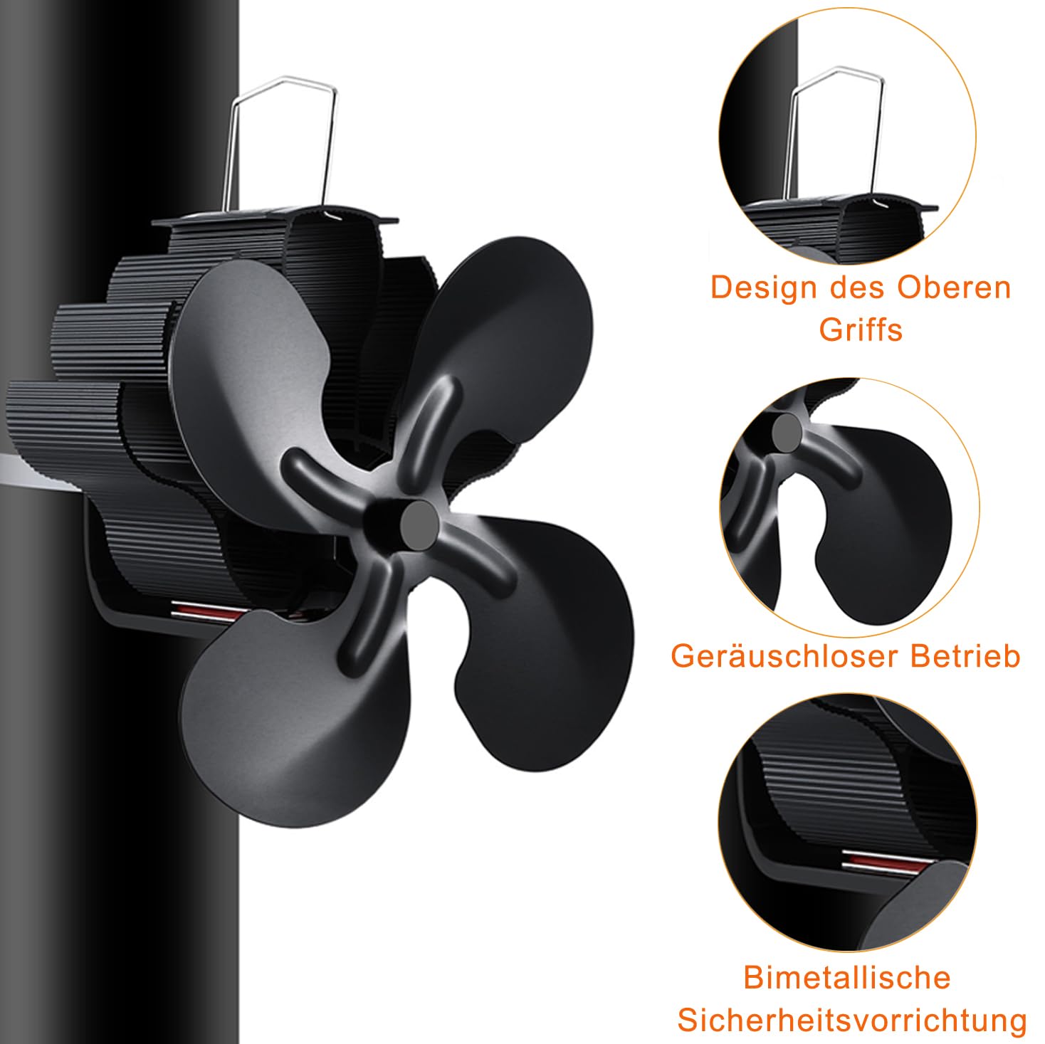 Magnetic Log Burner Fan 4 Blad - огляд і ціна Stove Fan Heat Powered 4 Blade