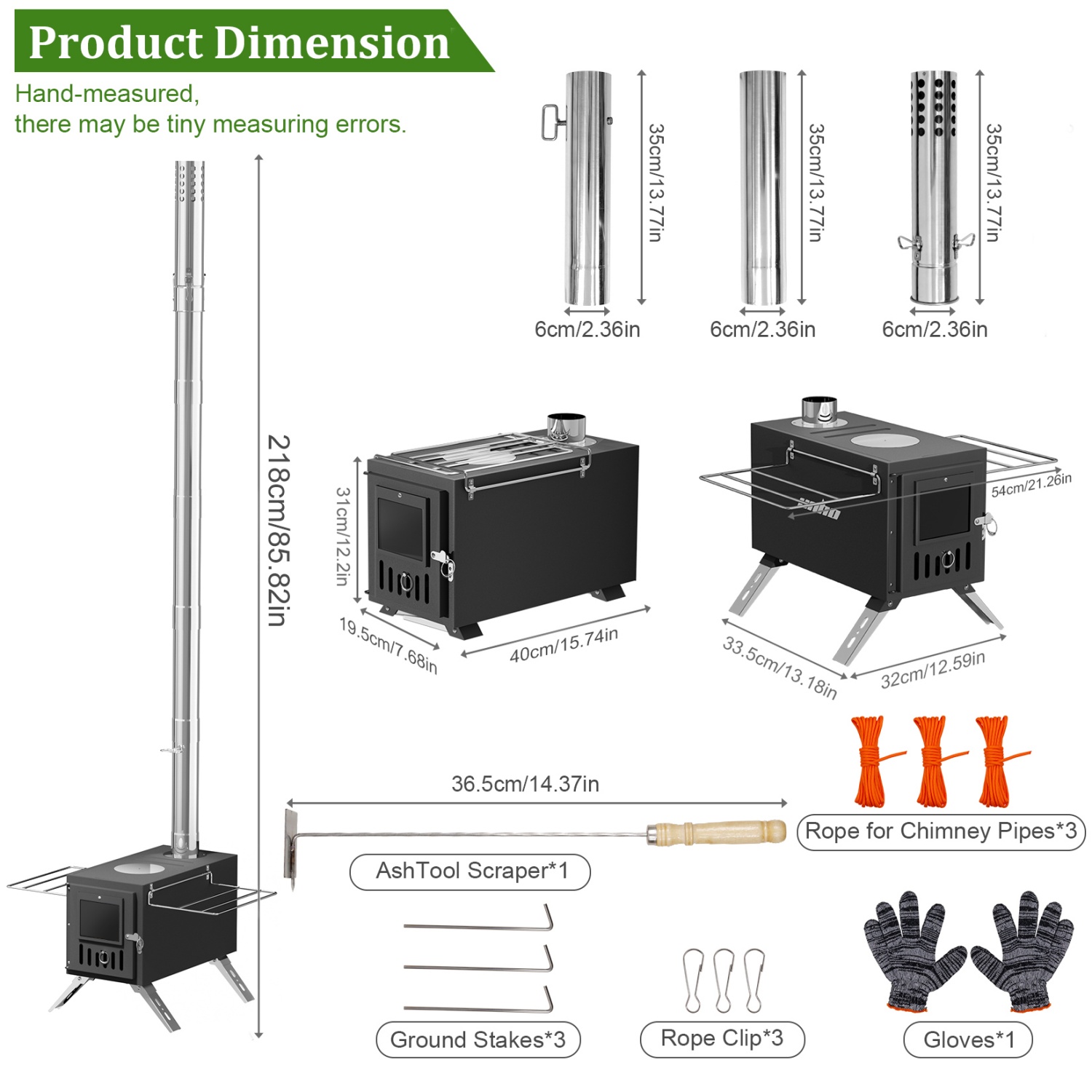 2 in 1 Portable Stainless Stee - огляд і ціна Hot Tent Wood Stove With Chimney Pipe