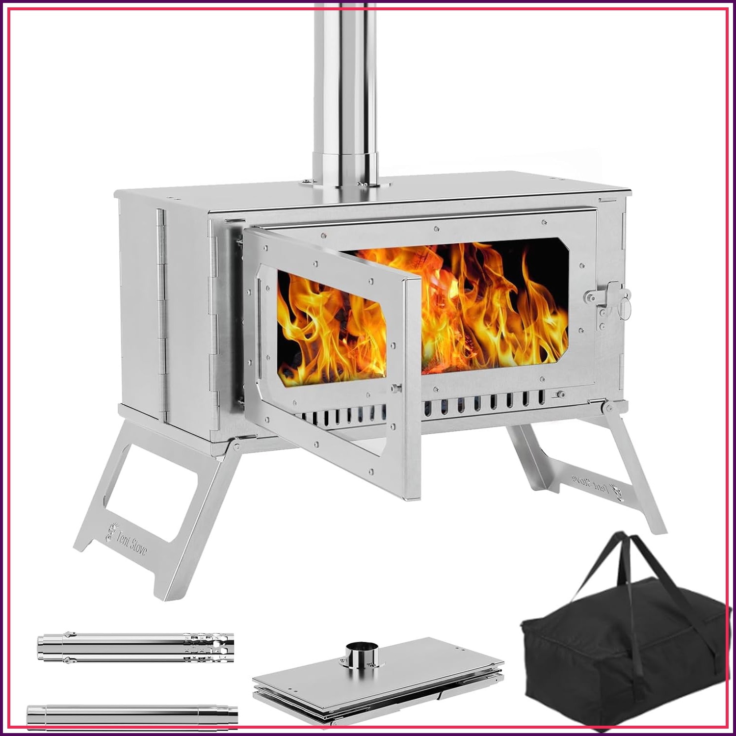 Factory Direct 2026 Portable H - огляд і ціна Hot Tent Wood Stove With Chimney Pipe