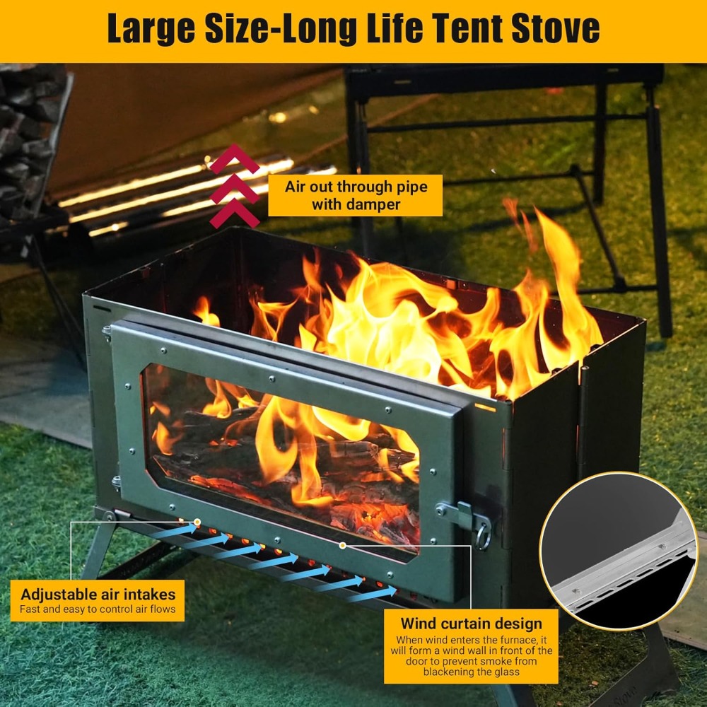 Factory Direct 2026 Portable H - огляд і ціна Hot Tent Wood Stove With Chimney Pipe