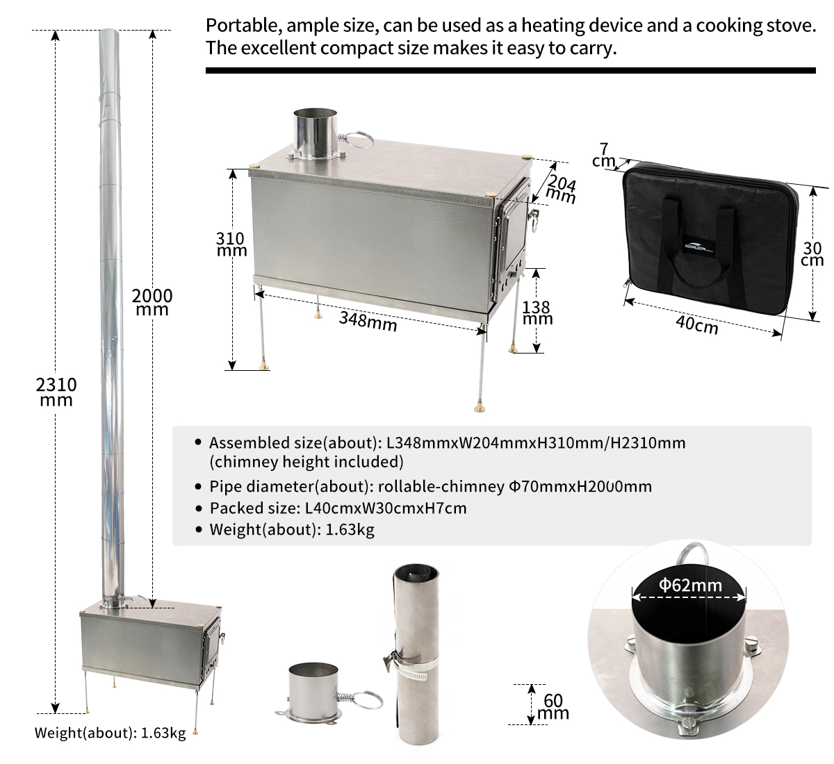 Foldable titanium wood-burning - огляд і ціна Titanium Folding Wood Stove Tent