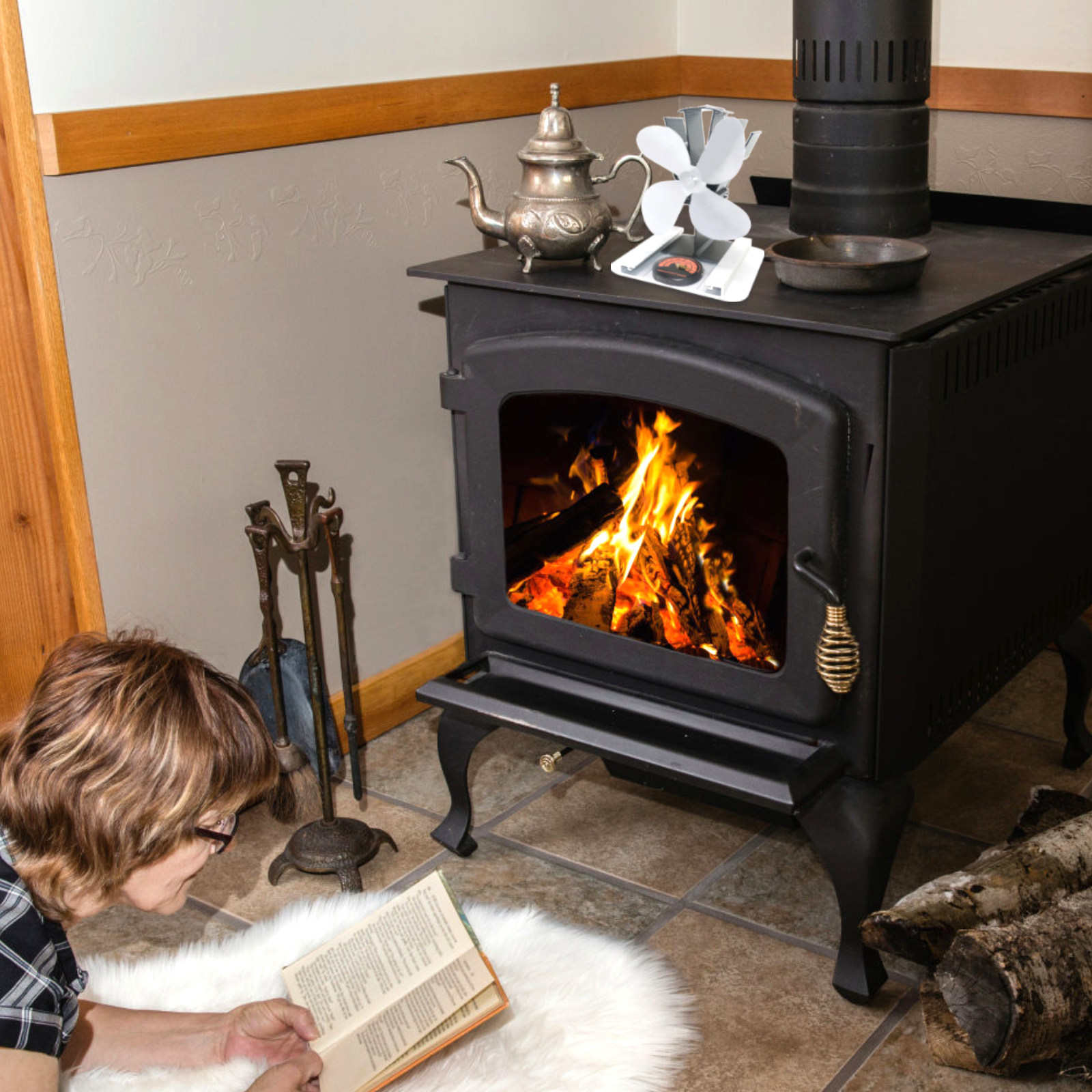 Aluminum Alloy Stove Fan Blade - огляд і ціна Stove Fan Heat Powered 4 Blade