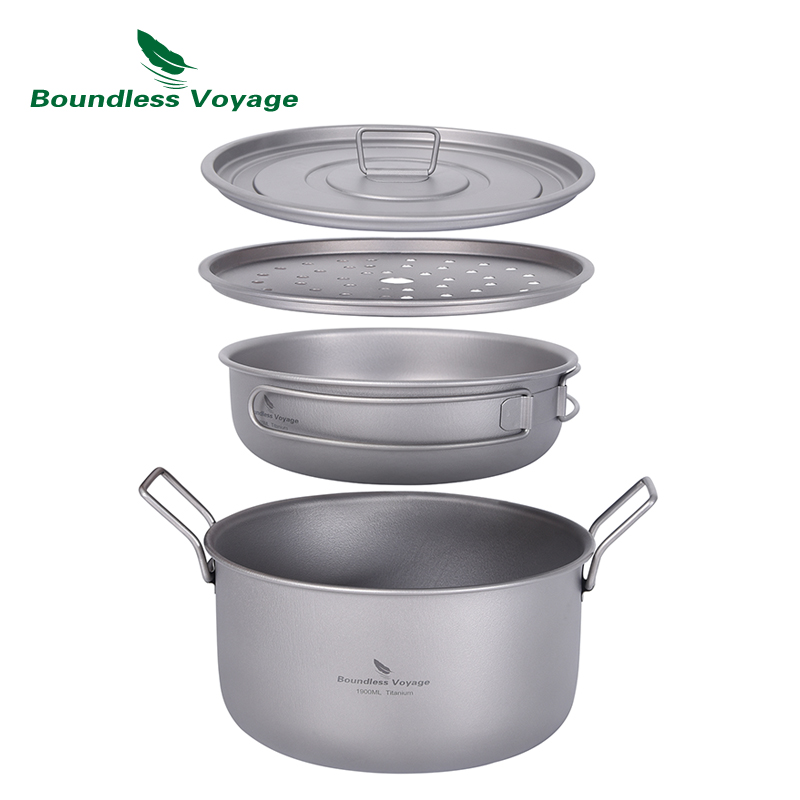 Boundless Voyage Camping Cooki - огляд і ціна Titanium Cooking Pot Pan Mess Kit
