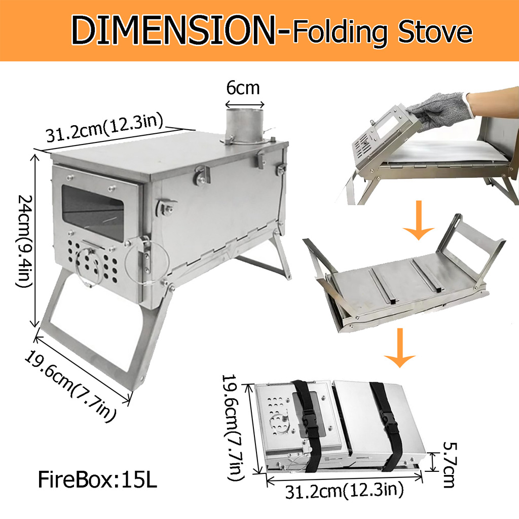 DANCHEL T2 Titanium Tent Stove - огляд і ціна Titanium Folding Wood Stove Tent