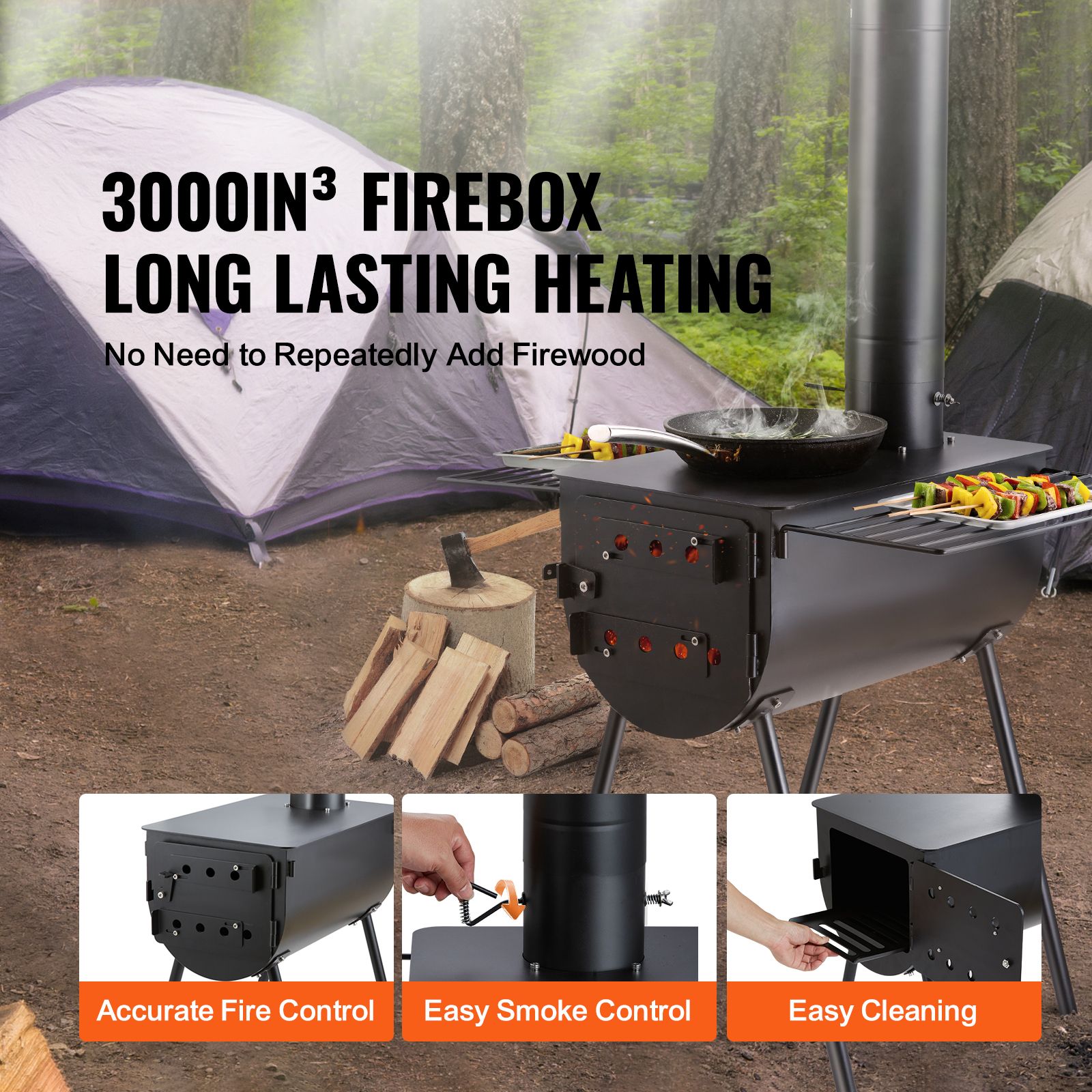 Wood Stove, 118 inch, Alloy St - огляд і ціна Hot Tent Wood Stove With Chimney Pipe