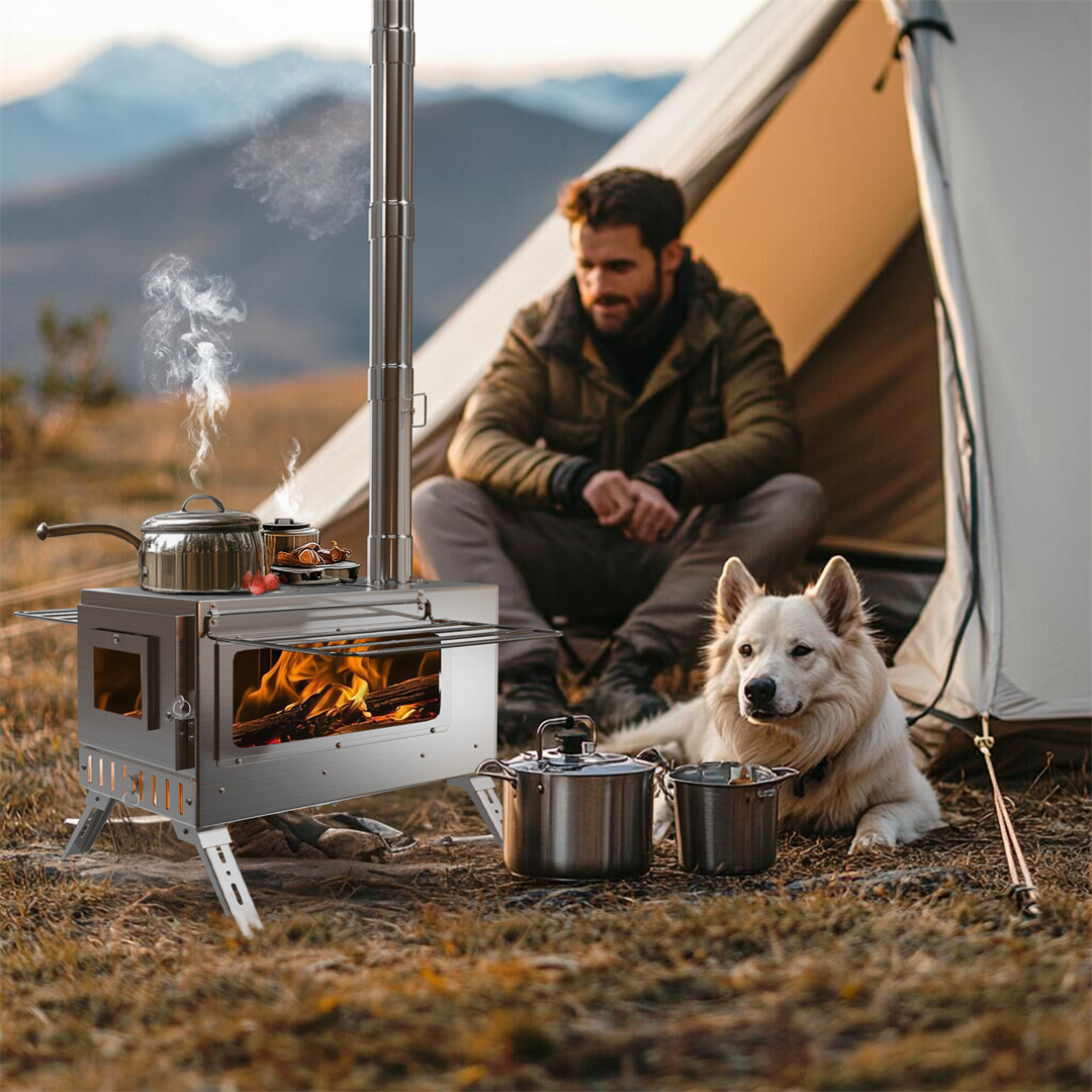 Hot Tent Stove, Stainless Stee - огляд і ціна Hot Tent Wood Stove With Chimney Pipe