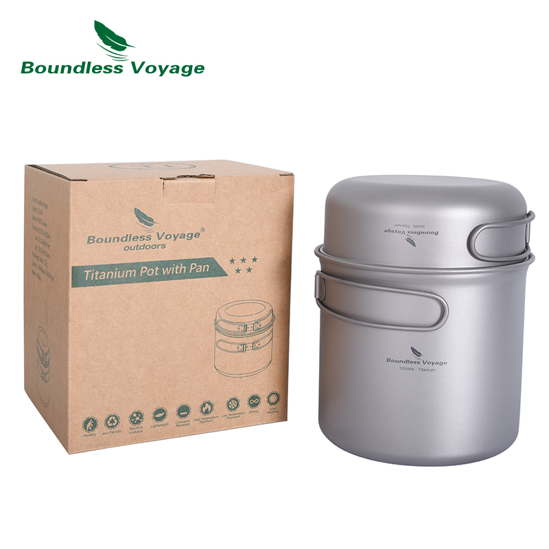 Boundless Voyage Camping Titan - огляд і ціна Titanium Cooking Pot Pan Mess Kit