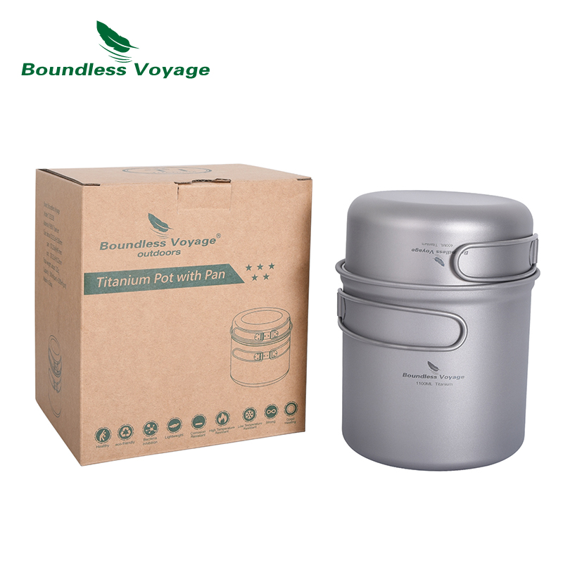 Boundless Voyage Camping Titan - огляд і ціна Titanium Cooking Pot Pan Mess Kit
