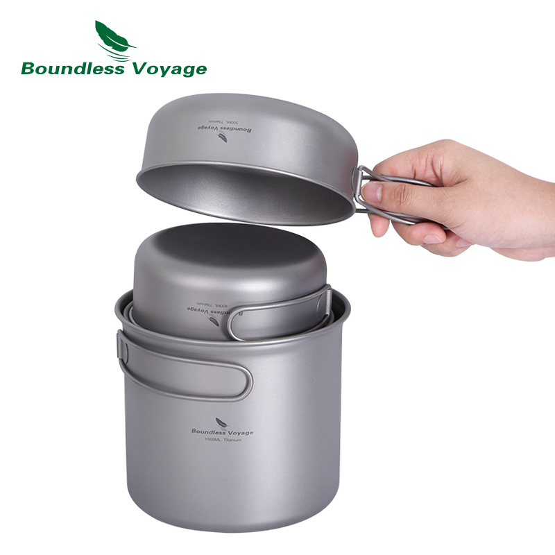 Boundless Voyage Camping Titan - огляд і ціна Titanium Cooking Pot Pan Mess Kit