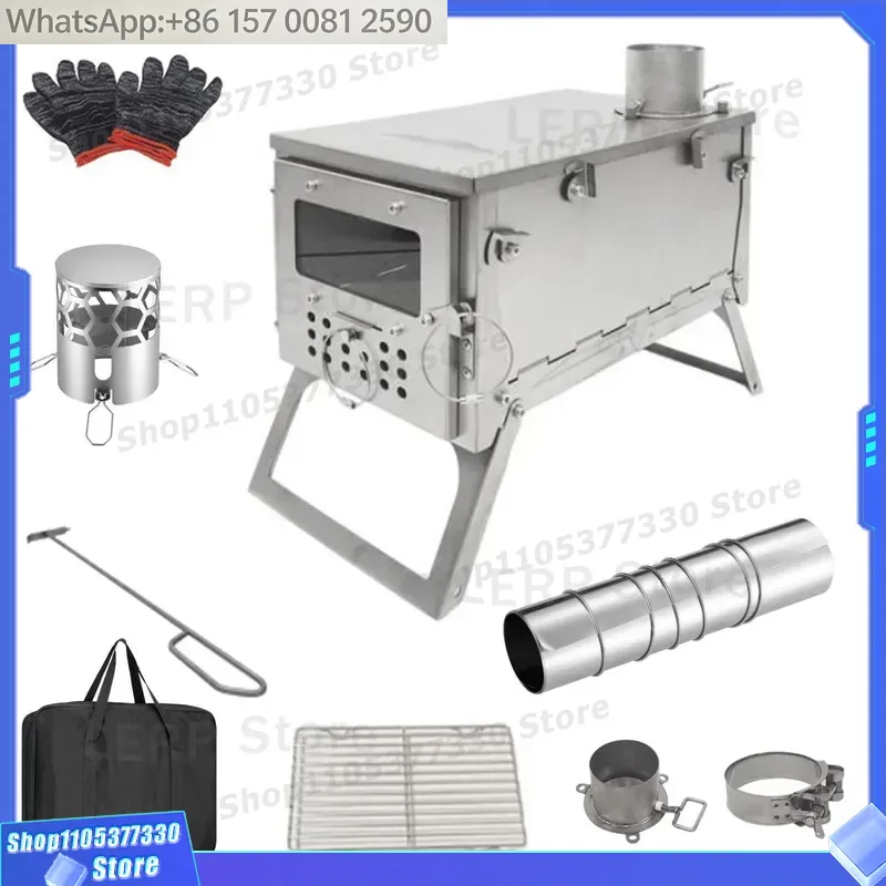 Stainless Steel Wood Burning S - огляд і ціна Hot Tent Wood Stove With Chimney Pipe