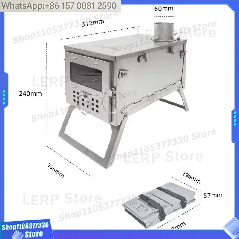 Stainless Steel Wood Burning S - огляд і ціна Hot Tent Wood Stove With Chimney Pipe