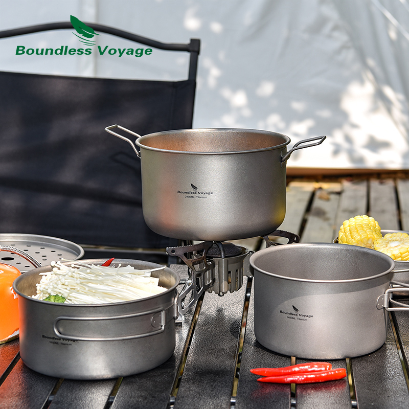 Boundless Voyage Titanium Camp - огляд і ціна Titanium Cooking Pot Pan Mess Kit