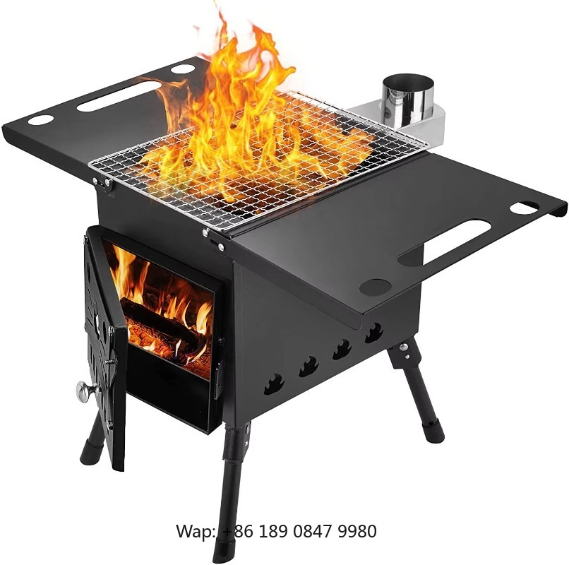 【Hot】Wood Burning Camp with Ch - огляд і ціна Hot Tent Wood Stove With Chimney Pipe