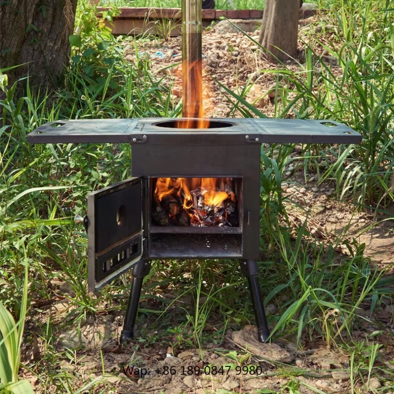 【Hot】Wood Burning Camp with Ch - огляд і ціна Hot Tent Wood Stove With Chimney Pipe