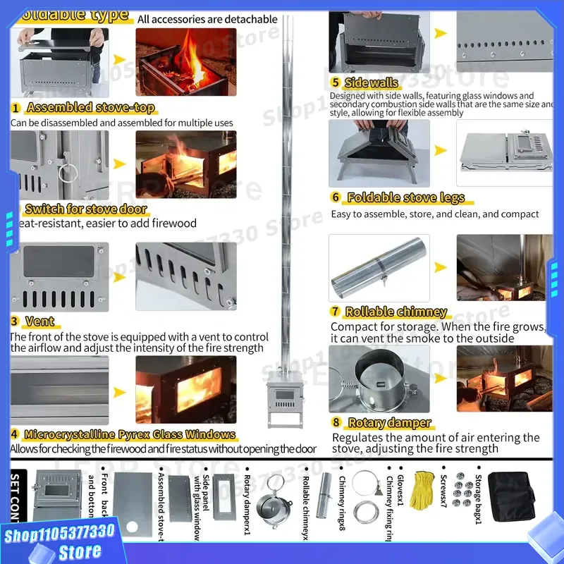 Portable Titanium Wood Stove U - огляд і ціна Ultralight Titanium Wood Stove Backpack